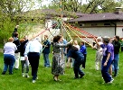 Celebrating May Day with a maypole